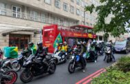 Brasileiros em Londres promovem motociata patriótica em apoio a Bolsonaro