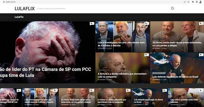 Lulaflix: site que reúne denúncias contra Lula sai do ar