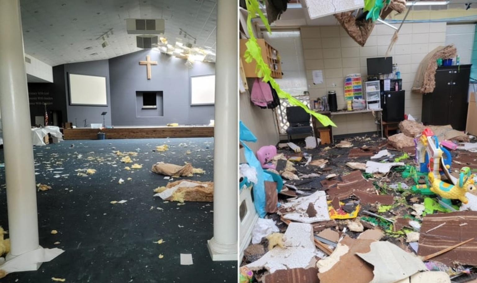 Crianças saem ilesa enquanto igreja é destruída por tornado