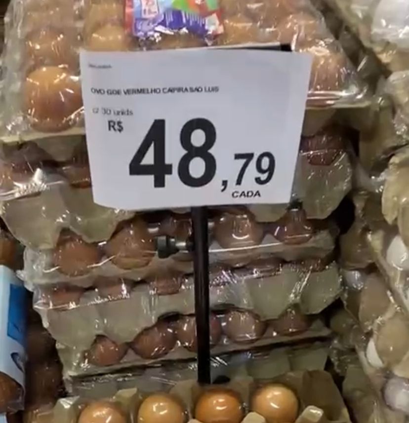 Blogueiro do RN registra cartela de ovo sendo vendida por R$ 48,79: ”quase 50 Janjas”; VEJA VÍDEO