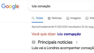 BRASIL: GOOGLE ASSOCIA LULA À CORRUPÇÃO EM PESQUISA
