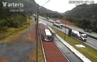 DESESPERO: Motorista de ônibus sem freio evita tragédia ao acionar área de escape da rodovia; 29 passageiros saíram ilesos; Assista vídeo