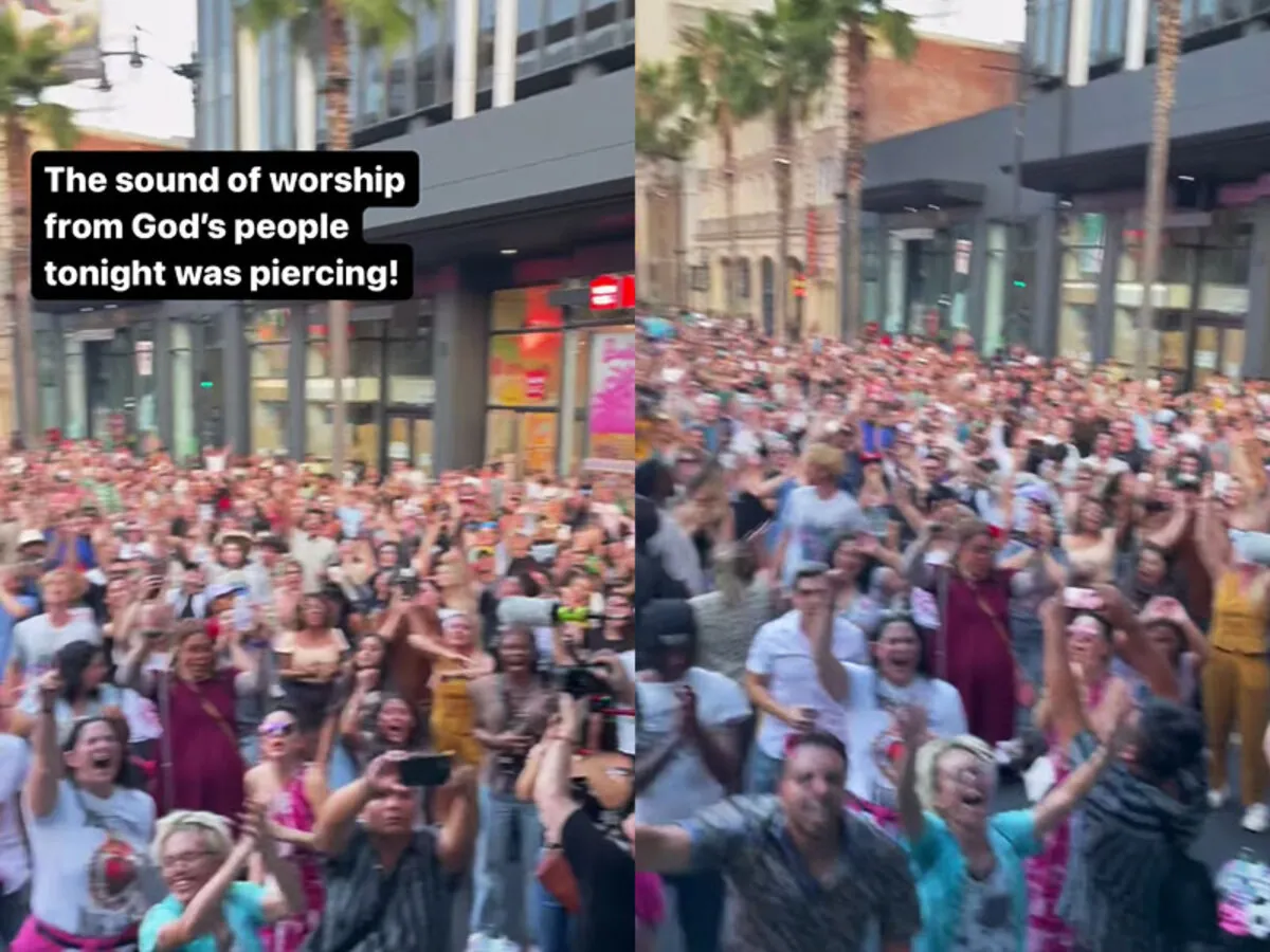 Milhares de pessoas adoram a Deus no Hollywood Boulevard