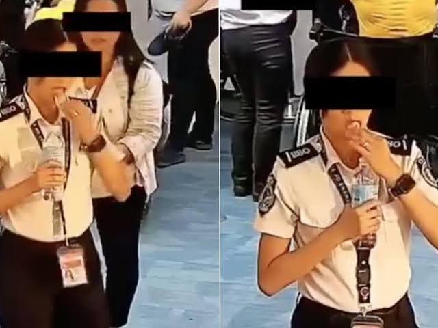 Vídeo mostra oficial de aeroporto engolindo notas de dinheiro furtado de passageiro; ASSISTA