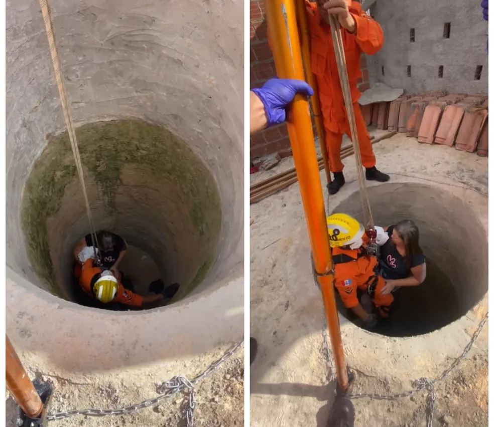 Mulher cai em fossa de 6 metros e é resgatada por bombeiros em Arapiraca, AL