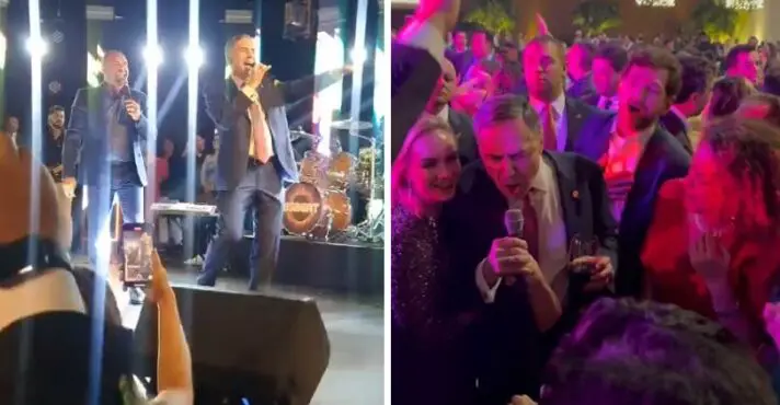 Vídeo: Barroso canta com artistas depois da posse