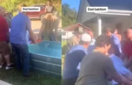 Enfermo, pai é batizado nas águas em quintal de sua casa