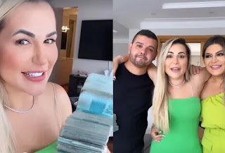 Deolane dá bolada em dinheiro de presente de Natal para empregados