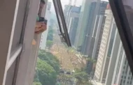 Repórter sobe em cima de prédio e mostra multidão surreal em ato na Paulista; VEJA VÍDEO
