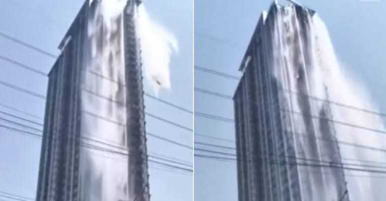 VÍDEO: ÁGUA DE PISCINA TRANSBORDA DE TOPO DE PRÉDIO DURANTE TERREMOTO NA TAILÂNDIA