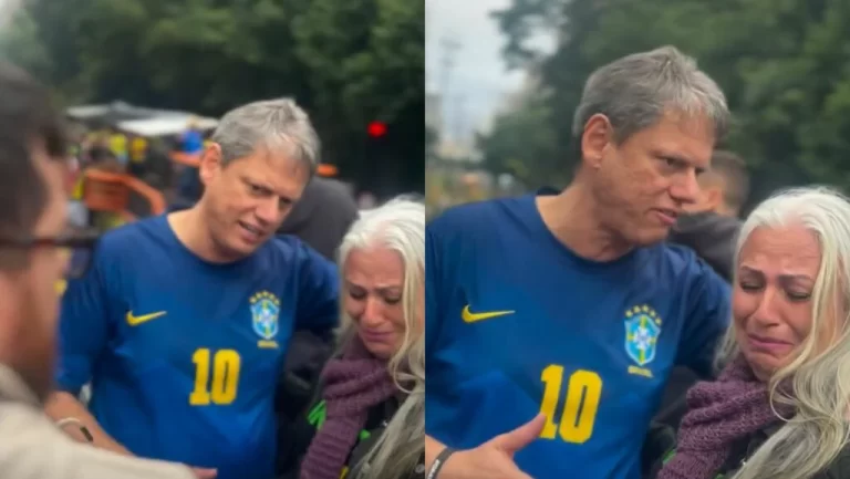 Tarcísio de Freitas consola mãe de jovem preso no 8 de janeiro