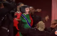 Gaga vira meme após romper vestido vermelho e aparecer com cores do Brasil