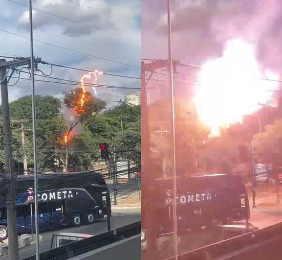 VÍDEO: ÔNIBUS ATINGE TORRE DE TRANSMISSÃO EM BH E CAUSA EXPLOSÃO