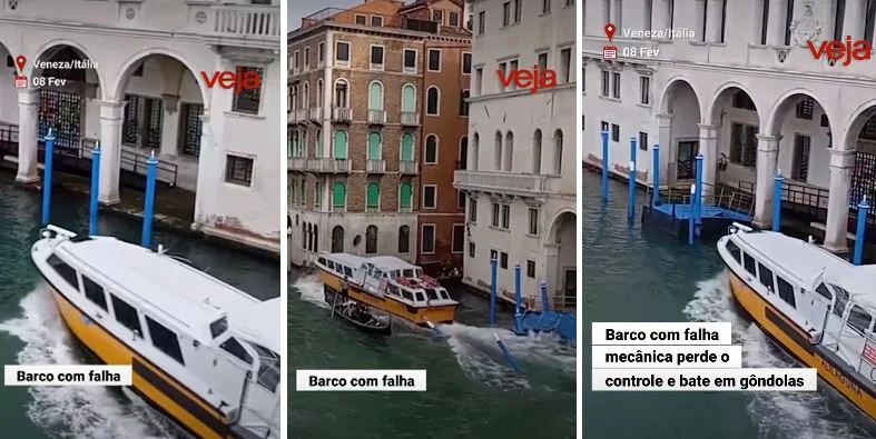 Barco perde controle e causa acidente durante Carnaval de Veneza
