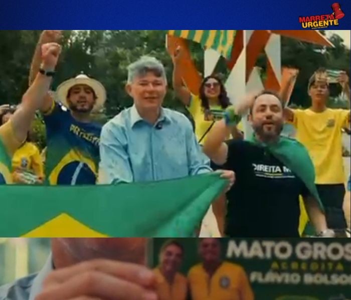 Fechado com Flávio Bolsonaro, até debaixo d’água José Medeiros participa de adesivaço em Cuiabá