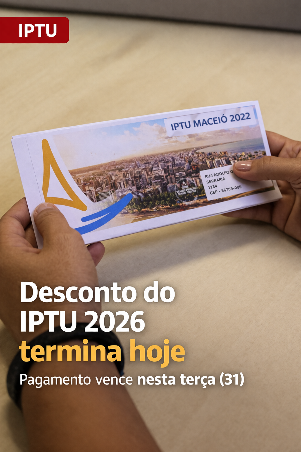 📌 Cota única do IPTU 2026 com desconto vence nesta terça-feira (31)
