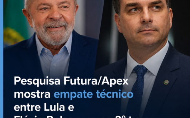 Pesquisa Futura/Apex aponta Lula na frente no 1º turno e empate técnico com Flávio Bolsonaro no 2º