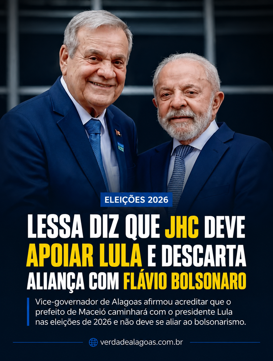 Lessa aposta em apoio de JHC a Lula e afasta possibilidade de aliança com Flávio Bolsonaro
