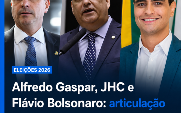 Alfredo Gaspar, JHC e Flávio Bolsonaro: articulação da direita ganha força em Alagoas