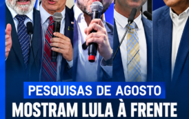Pesquisas de agosto mostram Lula à frente no 1º turno e disputa apertada com Flávio no 2º