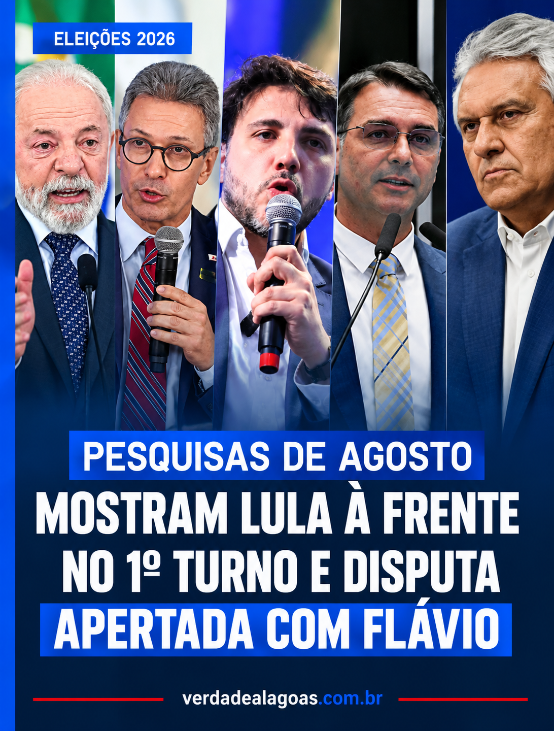 Pesquisas de agosto mostram Lula à frente no 1º turno e disputa apertada com Flávio no 2º